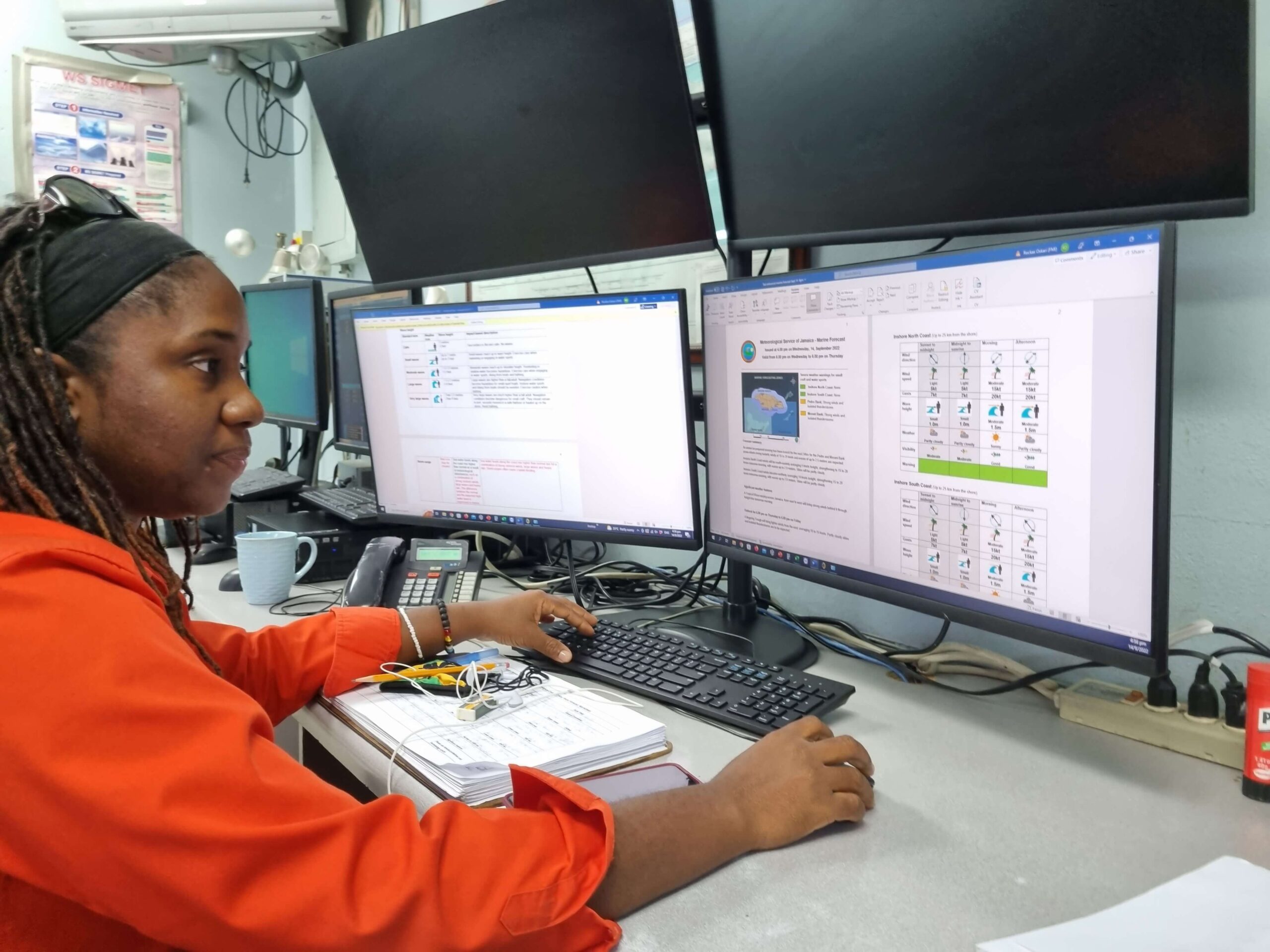 13. Forecaster Carolyn Peck with BReTCAT marine forecast, Kingston